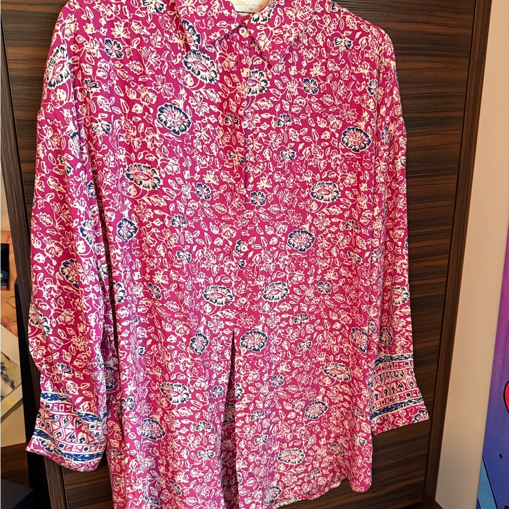 Natalie Martin Fuchsia and Cream Floral Blouse
